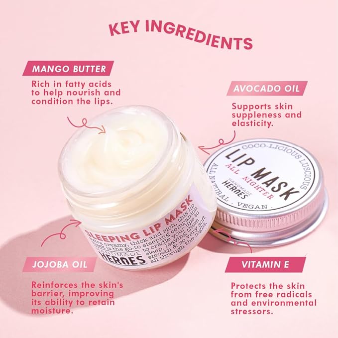 100% Natural Lip Butter Sleeping Lip Mask, Overnight Lip Moisturizer and Conditioner for Dry Lips. Intensive Lip Balm and Lip Therapy Skin Care with Mango butter (Original All Nighter)-VeraVaultWomen