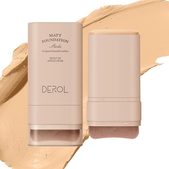 Multi-Use Foundation Stick Makeup with Brush,High Coverage Blendable Lightweight Contour Stick,Waterproof Flawless Natural Finish Creamy Foundation Makeup,Longwear Face Makeup Stick(#1)-VeraVaultWomen