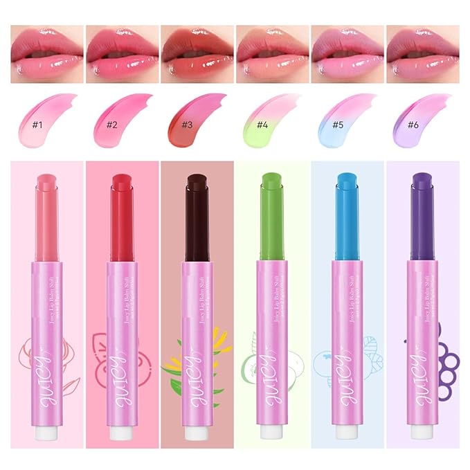 MAEPEOR Tinted Lip Balm 6 Colors Moisturizing Lip Balm Hydrating Changing Lip Gloss for Lip Care and Dry Lip (02 Berry)-VeraVaultWomen
