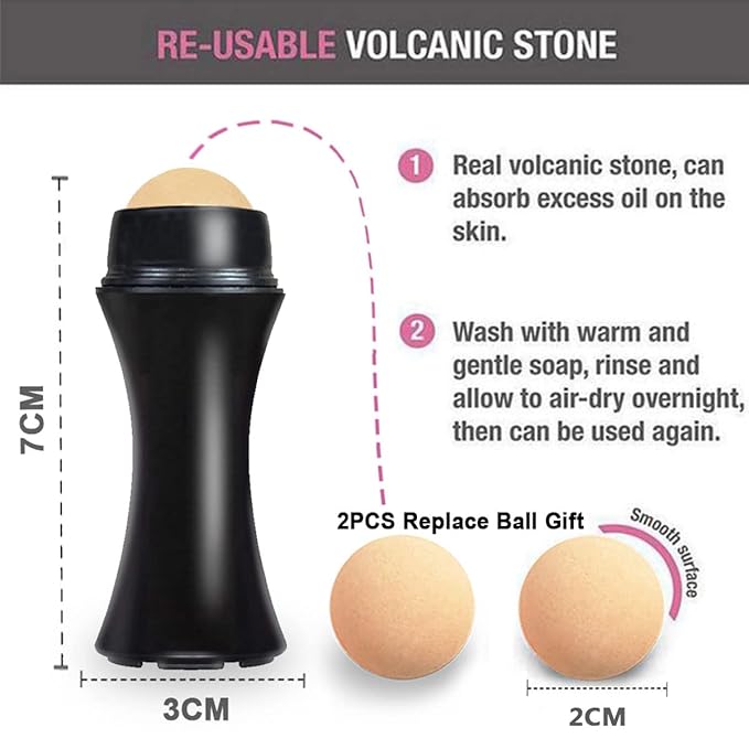 103 PCS Volcanic Roller Oily Skin Oil Control On The Go Volcanic Face Roller Oil Absorbing Volcanic Roller with Oil Blotting Sheet Paper for Oily Skin Care Oil Control Film Tissues(Type1)-VeraVaultWomen