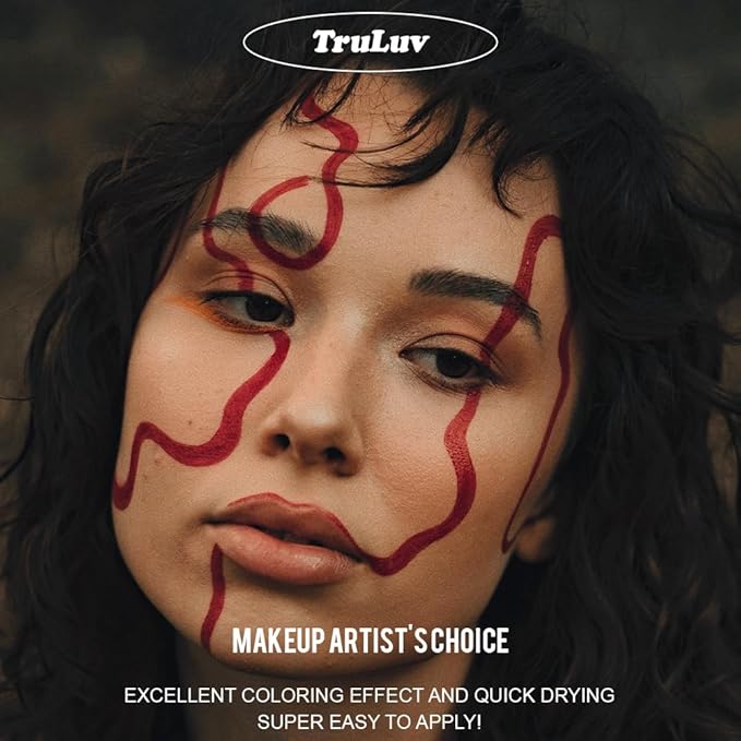 '-Water Activated Eyeliner -Wet Liner Makeup - Smudge Proof Face Body Paint - Skin Safe & Child Friendly - “TruLuv” Red -10g/container