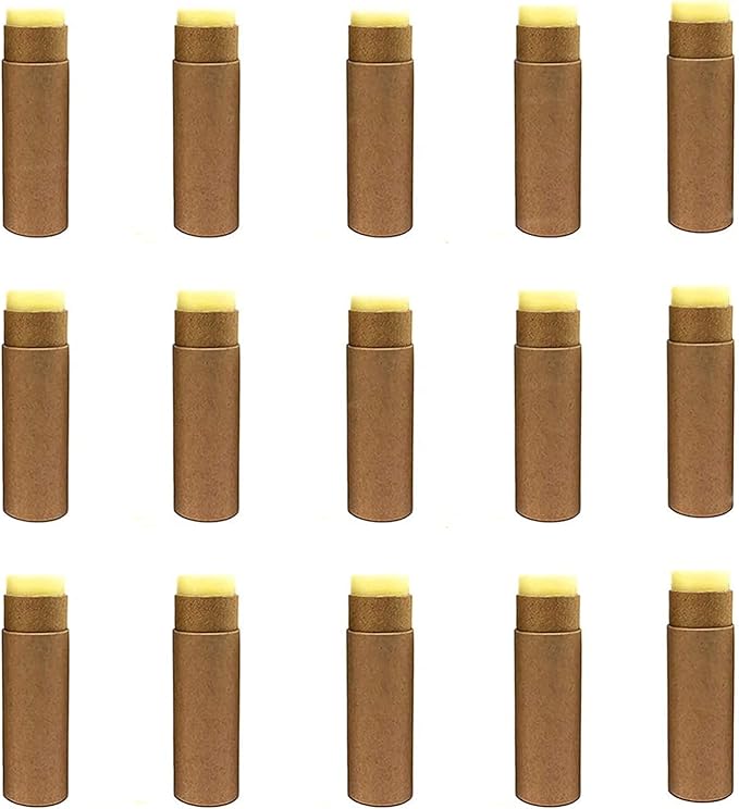 12 Pcs 0.3 Oz Paperboard Lip Balm Tubes 10ml Empty Cardboard Krafts Tubes Lipstick Tube Refillable Lip Gloss Container Solid Perfume Tubes Chapstick Container for DIY Cosmetic Samples Deodorant(Brown)-VeraVaultWomen