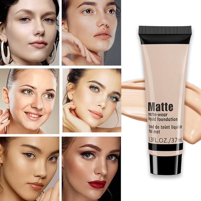 1 Pack Matte Oil Free Concealer Foundation Cream,Professional Make-up Base Facial Matte Full Coverage Liquid Concealer Hide Foundation Primer Makeup Repair Kit.(BEIGE 5#)-VeraVaultWomen