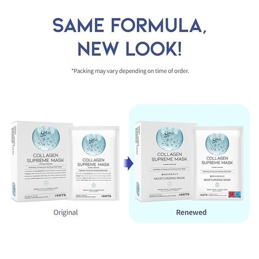 #OOTD Collagen Hydrating Sheet Masks for Face Korean Anti Aging Mask Sheet for Dry Skin & Sensitive Skin, EVE Vegan, Not Tested on Animals, No Parabens, No Sulfates, Hyaluronic Acid, Witch Hazel 10EA-VeraVaultWomen