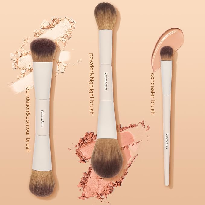 Makeup Brush Set 10pc, Dual-Ended Makeup Brushes For Bronzer, Contour, Eyeshadow, Blush, Concealer & Foundation Application-VeraVaultWomen