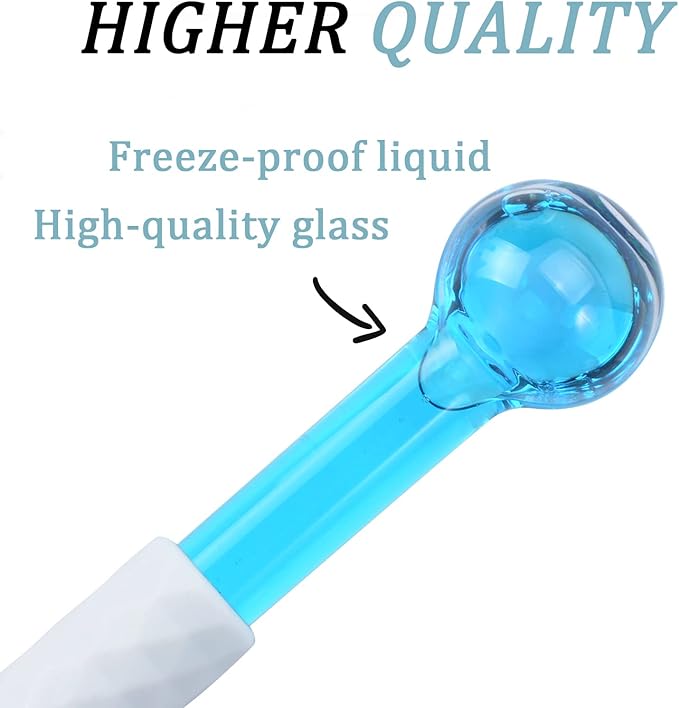 ICE GLOBES SMALL BALLS for Eyes, 2 PCS Blue Facial Globes for Massage Tool, Facial Roller Cold Skin Massagers, Tighten Skin, Reduce Puffiness and Dark Circles, Enhance Circulation-VeraVaultWomen