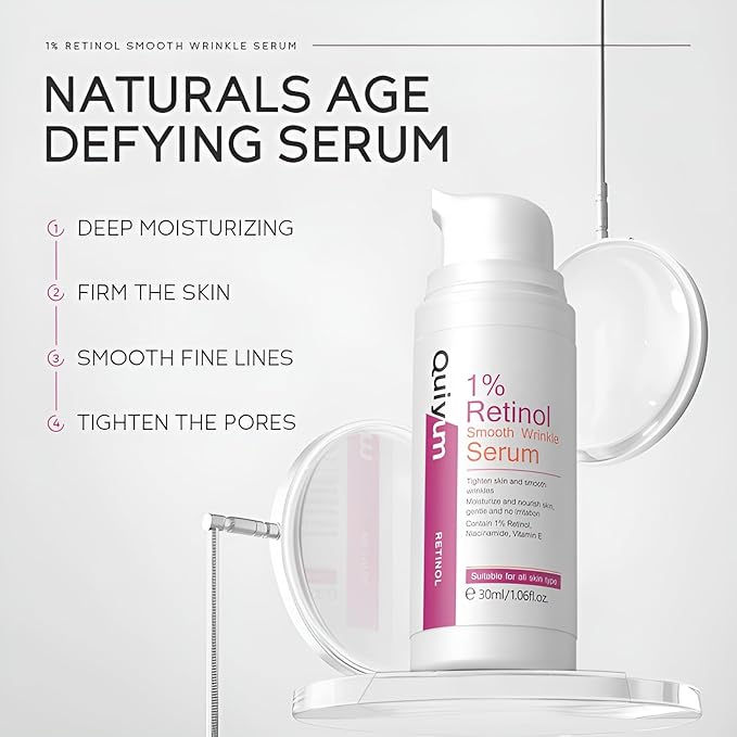 1% Retinol Serum for Face, Facial Serums for Anti Aging with Retinol, Niacinamide & Vitamin E for Fine Lines, Wrinkles & Dark Spots, Daily Skincare to Smooth & Firm Skin, 1.06 fl. oz, Pack of 2-VeraVaultWomen