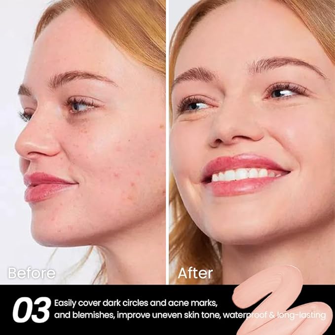 1 Pack Liquid Foundation Cream for Face Makeup,Durable Full Coverage Matte Concealer Make Up,Oil Control & Waterproof Base Primer -0.35 Fl.Oz (03#)-VeraVaultWomen