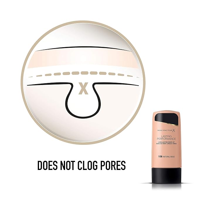 Max Factor, Long Lasting Performance No.106, Natural Beige, Foundation, 1.1 Ounce-VeraVaultWomen