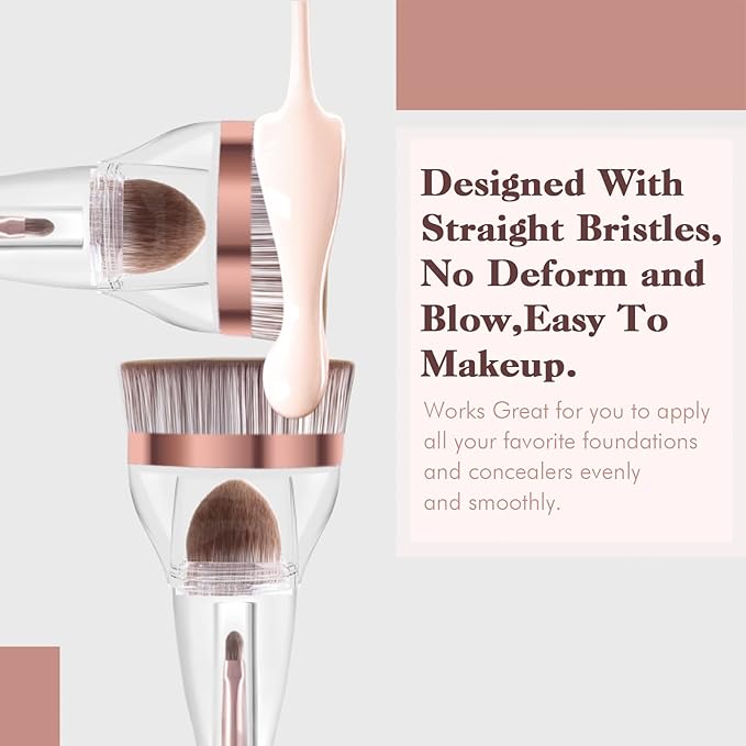 Makeup Brushes, Daubigny Perfect 3IN1 Makeup Brush for Face Blush Liquid Powder Foundation Brush for Blending Liquid, Cream or Flawless Powder Cosmetics with Great Gift Case-VeraVaultWomen