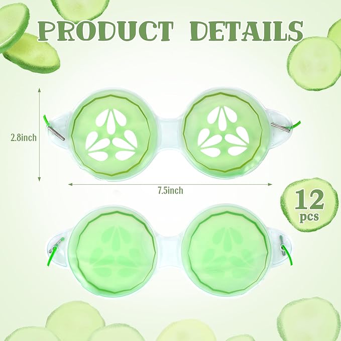 12 Pcs Cucumber Eye Pads Gel Eye Masks Cooling Heating Eye Pads Spa Party Favors Sleepover Party Slumber Party Supplies-VeraVaultWomen