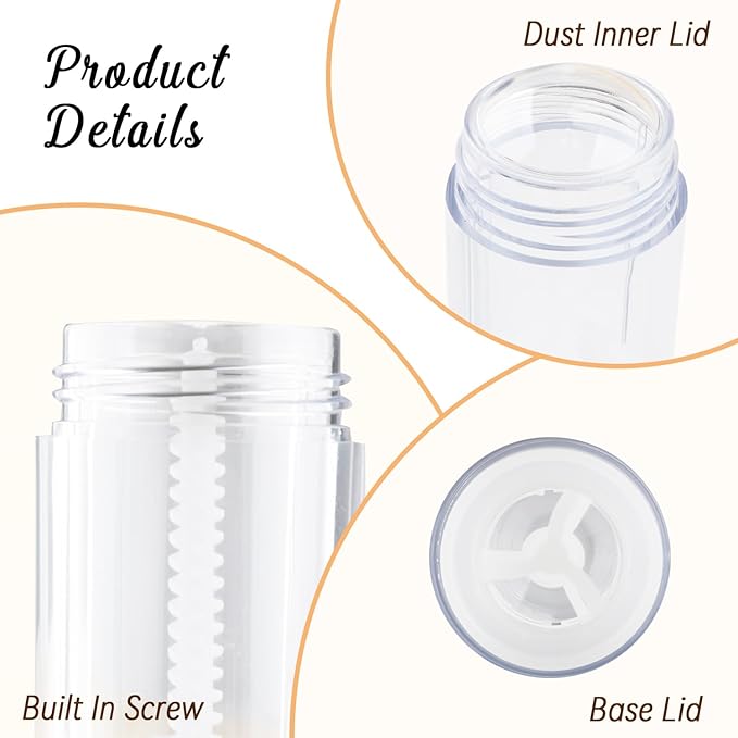 12 Pieces 15g Clear Plastic Deodorant Containers,Empty 1/2 oz Travel Lip Balm Tubes,Refillable Twist-UP Solid Perfume Tubes,Lipstick Tubes for DIY-VeraVaultWomen