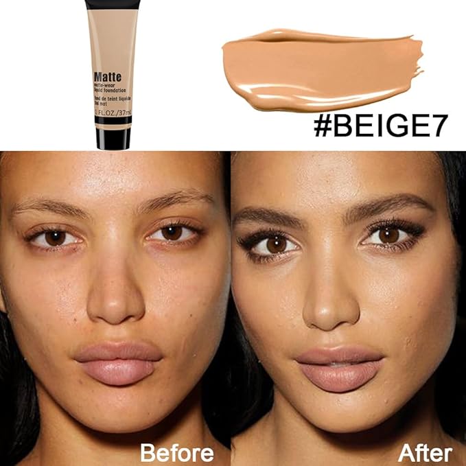 1 Pack Liquid Foundation Cream for Face Makeup,Durable Full Coverage Matte Concealer Make Up,Oil Control & Waterproof Base Primer -1 Fl.Oz-BEIGE 6#-VeraVaultWomen