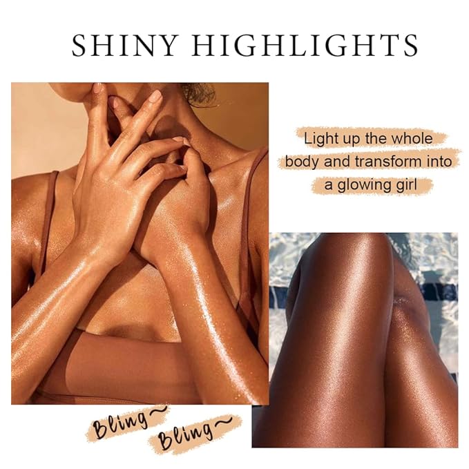 MAEPEOR Shimmer Body Luminizer 5 Colors Moisturizing Glow Illuminator Smooth and Non-sticky Summer Body Highlighter For Face & Body (80ML, 03 Bronze Gold)-VeraVaultWomen