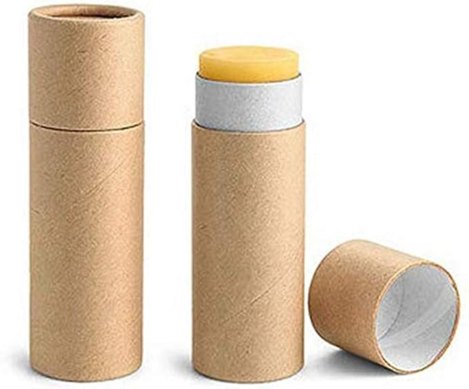 10 Pcs 1oz Cardboard Lip Balm Tubes Kraft Paper Lipstick Tube Empty Lip Gloss Containers Refillable Chapstick Container Round Paper Solid Tube for DIY Cosmetic Samples Lotion Deodorant,Brown-VeraVaultWomen