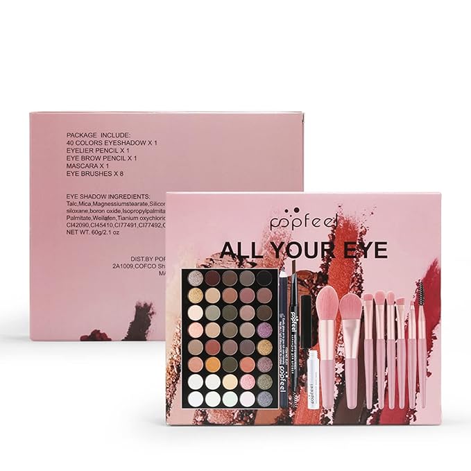 Makeup Kit for Women, Eyeshadow Makeup Gift Set for Teen Girls, Eyebrow Eye Shadow Makeup Kit with 40 Colors Eyeshadow Palette, Mascara, Eyeliner, Eye Brow Pencil, Eye Brush-VeraVaultWomen