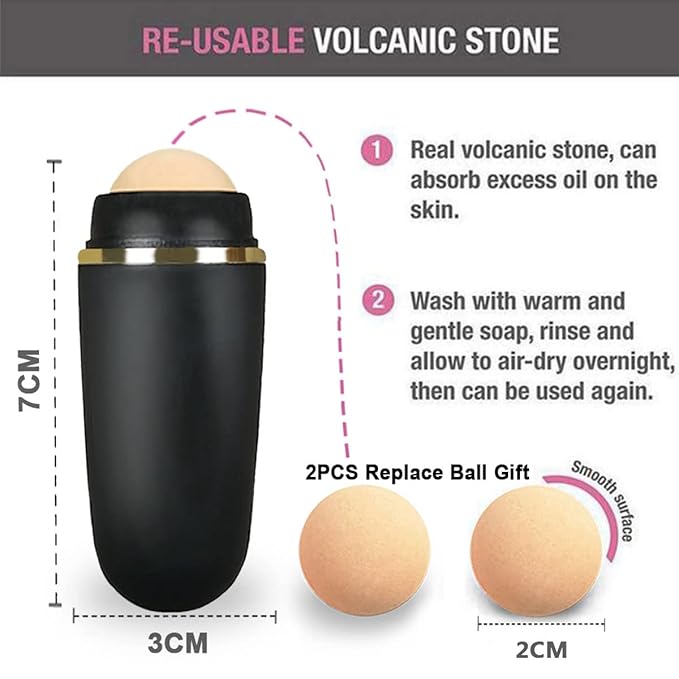 103 PCS Volcanic Roller Oily Skin Oil Control On The Go Volcanic Face Roller Oil Absorbing Volcanic Roller with Oil Blotting Sheet Paper for Oily Skin Care Oil Control Film Tissues (Type2)-VeraVaultWomen