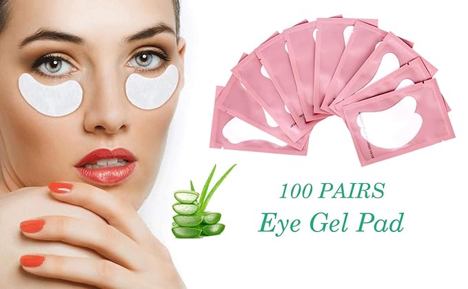 100 Pairs Set Under Eye Pads, Comfy and Cool Under Eye Patches Gel Pad for Eyelash Extensions Eye Mask Beauty Tool (Pink)-VeraVaultWomen