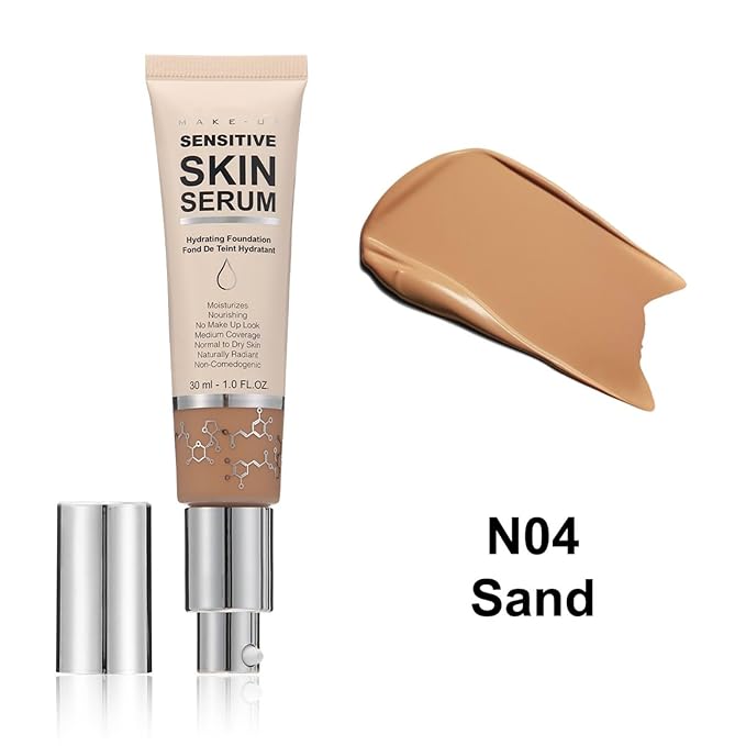 MAEPEOR Hydrating Foundation 6 Colors Full Coverage Liquid Foundation Naturally Mattle Oil-Control Foundation for All Skin Tone (04 Sand)-VeraVaultWomen