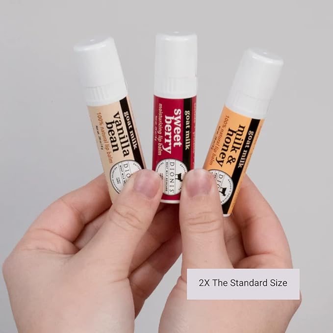 Dionis Goat Milk Lip Balm Deluxe Gift Box Set of 6 Vanilla, Coconut, Milk & Honey, Berry, Peppermint & Blood Orange Scented Chapstick - Shea Butter & Coconut Oil Gifts For Her, Protect & Restore Lips-VeraVaultWomen