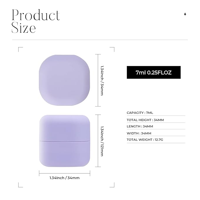 0.25 oz(7g) Empty Lip Balm Square Containers Tubes Lipstick 12 Pieces for Make Natural Lip Balm Lip Care - DIY & BPA FREE (Purple)-VeraVaultWomen