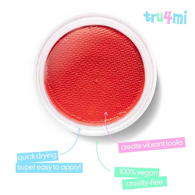 '-Water Activated Eyeliner -Wet Liner Makeup - Smudge Proof Face Body Paint - Skin Safe & Child Friendly - “TruLuv” Red -10g/container