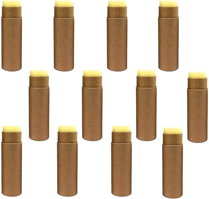 12 Pcs 0.3 Oz Paperboard Lip Balm Tubes 10ml Empty Cardboard Krafts Tubes Lipstick Tube Refillable Lip Gloss Container Solid Perfume Tubes Chapstick Container for DIY Cosmetic Samples Deodorant(Brown)-VeraVaultWomen