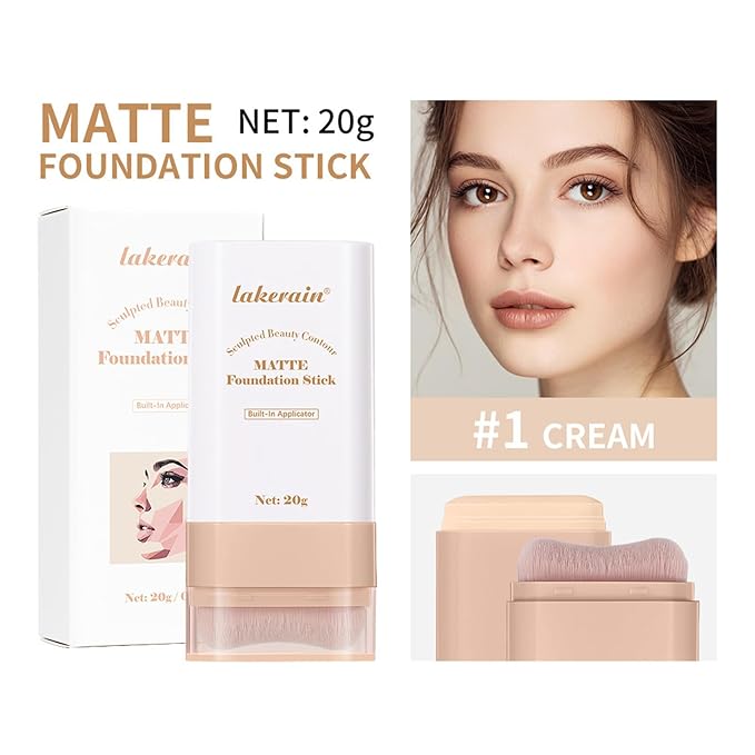 Beauty Balm Serum Boosted Skin Tint, Dual-Ended Eraser Foundation Stick with Brush, Full Coverage Cream Korean Makeup, Long-Lasting Stick for Smooth, Flawless Finish (#1 Cream)-VeraVaultWomen