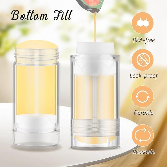 12 Pieces 15g Clear Plastic Deodorant Containers,Empty 1/2 oz Travel Lip Balm Tubes,Refillable Twist-UP Solid Perfume Tubes,Lipstick Tubes for DIY-VeraVaultWomen