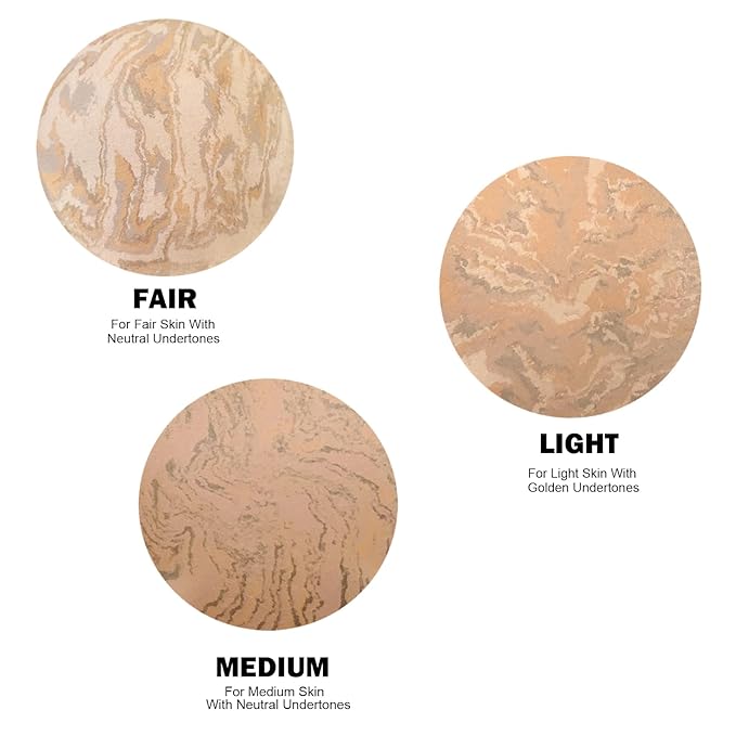 Marbleized Baked Foundation Makeup, Balance and Brighten Color Correcting Powder Foundation - Buildable Light to Medium Coverage - Demi-Matte Natural Finish (#001 FAIR, 0.32 Oz)-VeraVaultWomen