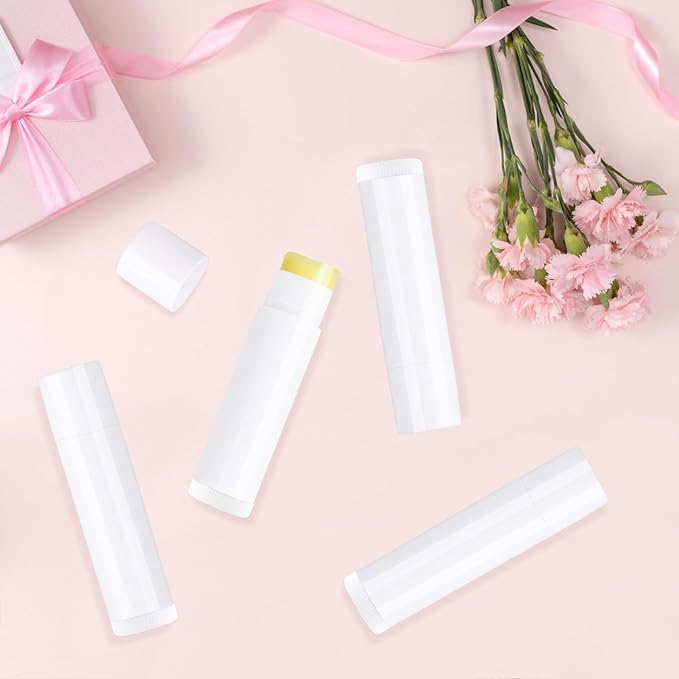 100 Pcs 5.5ml Bulk Empty Lip Balm Tubes Refillable Plastic Lip Gloss Container Travel Lipstick Tubes Chapstick Tubes Holder For DIY Homemade Lip Balm (white)-VeraVaultWomen