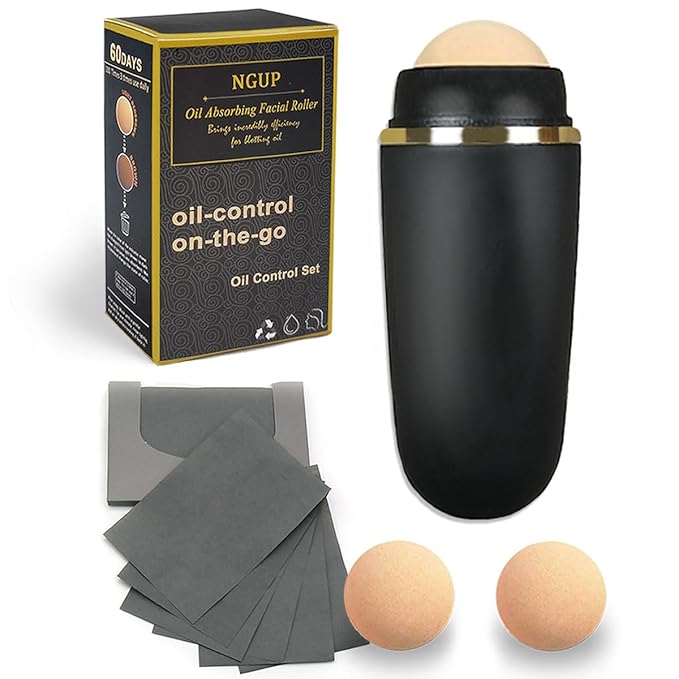 103 PCS Volcanic Roller Oily Skin Oil Control On The Go Volcanic Face Roller Oil Absorbing Volcanic Roller with Oil Blotting Sheet Paper for Oily Skin Care Oil Control Film Tissues (Type2)-VeraVaultWomen