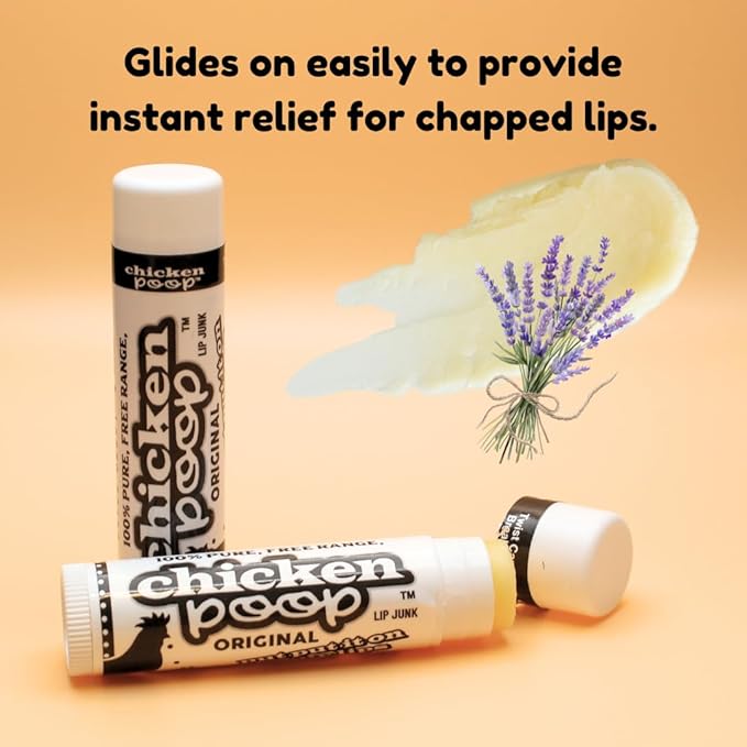 .15 oz. Chicken Poop® ORIGINAL FLAVOR Lip Junk for Dry, Chapped Lips, LIP BALM PACK OF 4