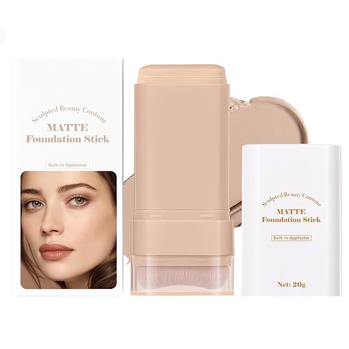 Beauty Balm Serum Boosted Skin Tint, Dual-Ended Eraser Foundation Stick with Brush, Full Coverage Cream Korean Makeup, Long-Lasting Stick for Smooth, Flawless Finish (#2 Nature)-VeraVaultWomen