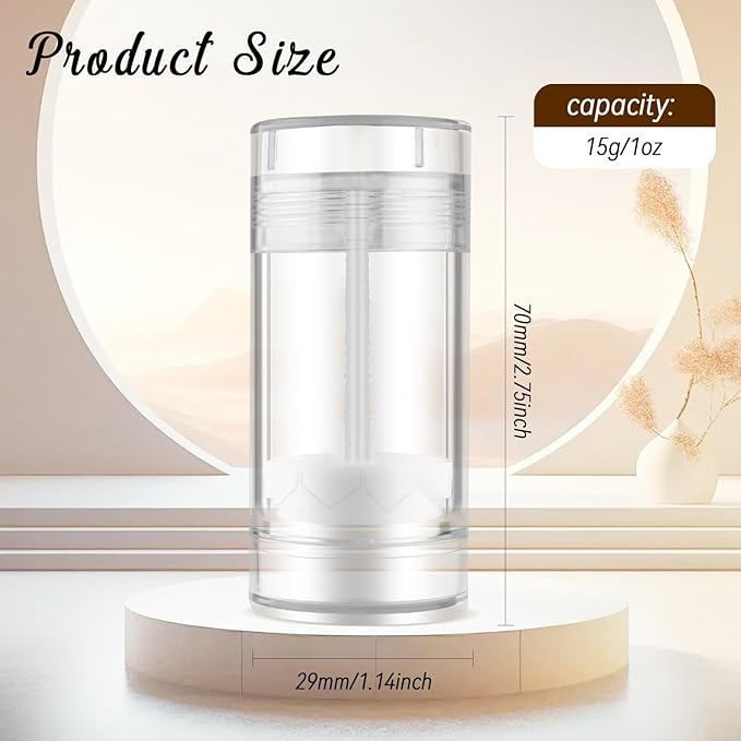 12 Pieces 15g Clear Plastic Deodorant Containers,Empty 1/2 oz Travel Lip Balm Tubes,Refillable Twist-UP Solid Perfume Tubes,Lipstick Tubes for DIY-VeraVaultWomen