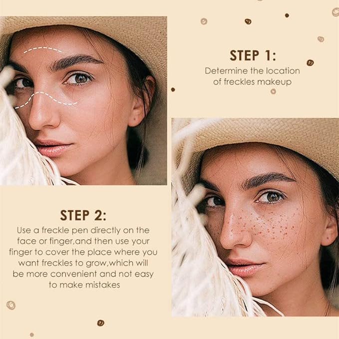 Freckle Pen Faux Freckle Pen Colour Pop Freckle Pen Supernaturally Realistic Freckles Makeup Brush Fantastic Freckles Pen Long-lasting Waterproof Soft-point Absorbent Pen For a Natural and Easy Makeup Look (Double)-VeraVaultWomen