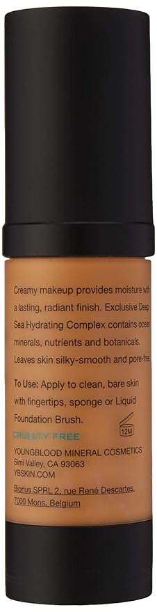 Youngblood Clean Luxury Cosmetics Liquid Mineral Foundation, Tahitian Sun | Dewy Mineral Lightweight Full Coverage Makeup for Dry Skin Poreless Flawless Tinted Glow | Vegan, Cruelty Free, Gluten-Free-VeraVaultWomen
