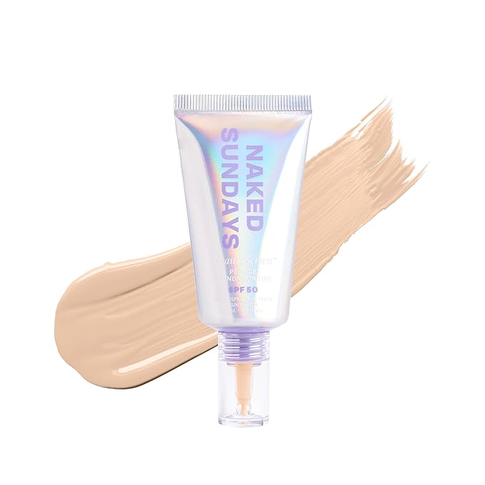 Naked Sundays BeautyScreen™ SPF 50 Mineral Peptide Foundation Tint – 2-in-1 Skin Tint & Mineral Sunscreen | Radiant, Buildable Coverage, Acne-Safe, Infused with Peptides (2 Fair Sand, 1.01 oz)-VeraVaultWomen