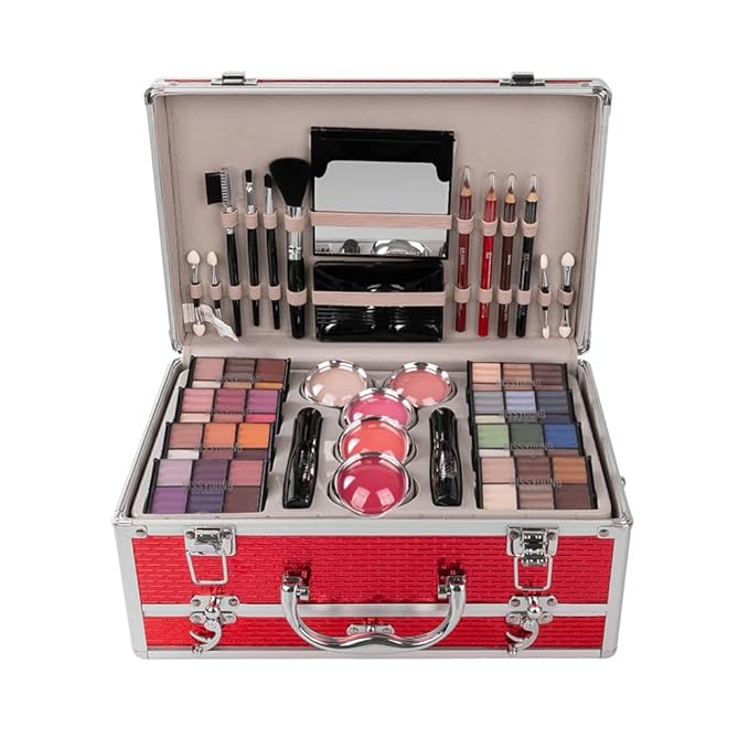 Make-up Box Set Multi-purpose Cosmetic Storage Beauty Case Professional Contain Eyeshadow Concealer Lip gloss Blusher Compact Powder Eyebrow and Makeup Pencil Brush #3-VeraVaultWomen