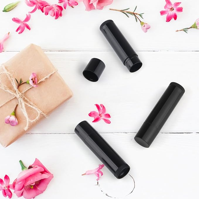 100 Pcs 5.5ml Bulk Empty Lip Balm Tubes Refillable Plastic Lip Gloss Container Travel Lipstick Tubes Chapstick Tubes Holder For DIY Homemade Lip Balm (black)-VeraVaultWomen
