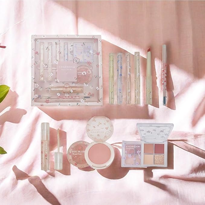 Makeup Kit for Women 8 Pieces Makeup Sets, 4 Color Lipsticks& Eyeshadow, Eyebrow Pencil, Concealer, Blush Palette 8Pcs Gift Box Makeup Bundle Value Set-VeraVaultWomen