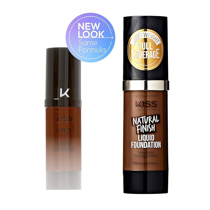 Kiss New York Professional Liquid Foundation - Lightweight and Hydrating Formula, Natural Finish, Control Shine, Cover Pores, Medium to Full Coverage, Green Tea Extract (Rich Mahogany)-VeraVaultWomen
