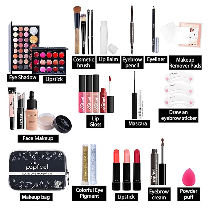 Makeup Kit for Women Full Kit, All-in-one Makeup Set, Include Eyeshadow Palette, Lip Gloss Set, Concealer, Foundation-VeraVaultWomen