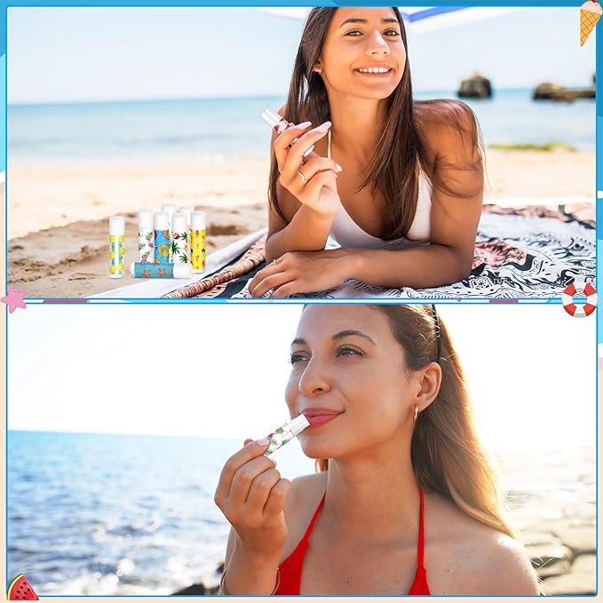 100 Pcs Summer Lip Balm Bulk Moisturizing Lip Balm Jasmine Flavor Lip Balms Cream Tropical Hawaiian Beach Luau Party Lip Care Product for Stocking Stuffers Beauty Gifts Women Men-VeraVaultWomen