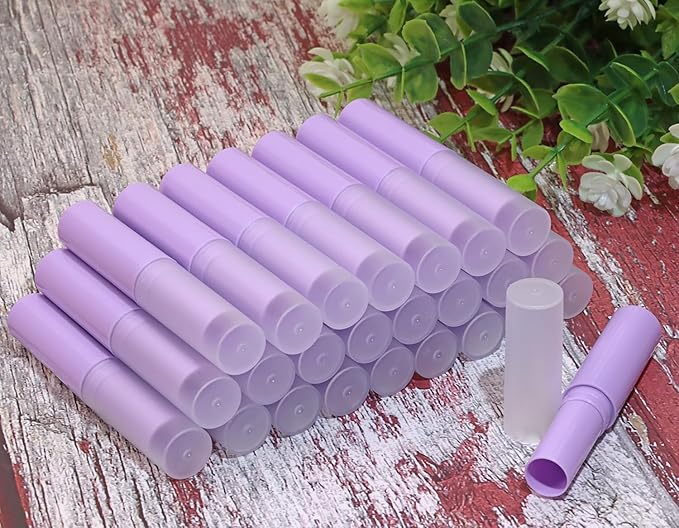 0.14oz Empty Flavored Lip Balm Container Tubes Plastic Homemade Moisturizing Lip Stick with Caps Bulk Fit for Women Adult DIY Making Supplies, 25 Count (Purple)-VeraVaultWomen