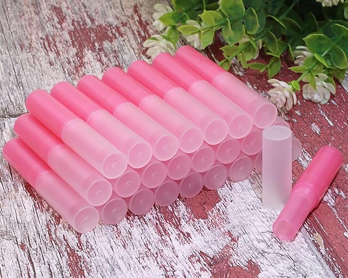0.14oz Empty Flavored Lip Balm Container Tubes Plastic Homemade Moisturizing Lip Stick with Caps Bulk Fit for Women Adult DIY Making Supplies, 25 Count (Red)-VeraVaultWomen