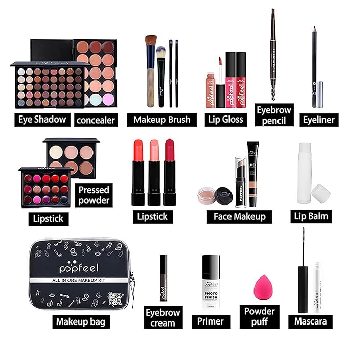 Makeup Kit for Women Full Kit, All-in-one Makeup Set, Include Eyeshadow Palette, Lip Gloss Set, Concealer, Lipstick, Makeup Brush Set, Mascara-VeraVaultWomen