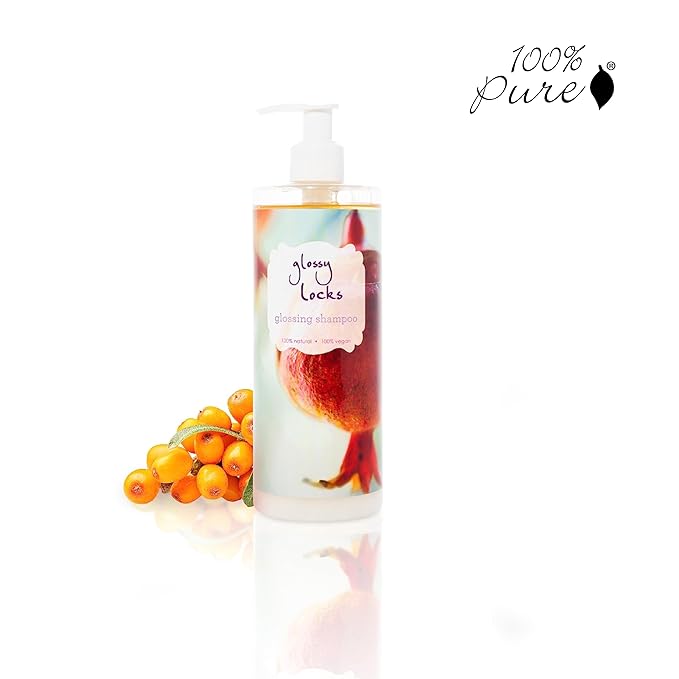 100% PURE Glossy Locks Glossing Shampoo Hair Wash Detox & Hydrate Shine Boosting Dry Dull Damaged Strands Avocado Butter & Seaweed Collagen Natural Care for Women & Men Vegan - 13.5 Fl Oz-VeraVaultWomen