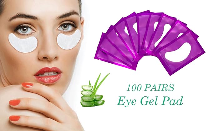 100 Pairs Set Under Eye Pads, Comfy and Cool Under Eye Patches Gel Pad for Eyelash Extensions Eye Mask Beauty Tool (Purple)-VeraVaultWomen