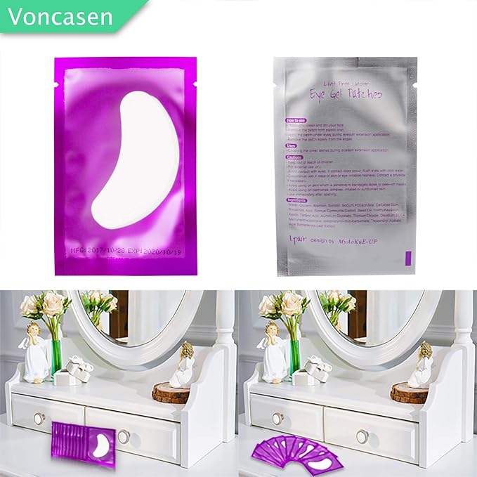 100 Pairs Set Under Eye Pads, Comfy and Cool Under Eye Patches Gel Pad for Eyelash Extensions Eye Mask Beauty Tool (Purple)-VeraVaultWomen